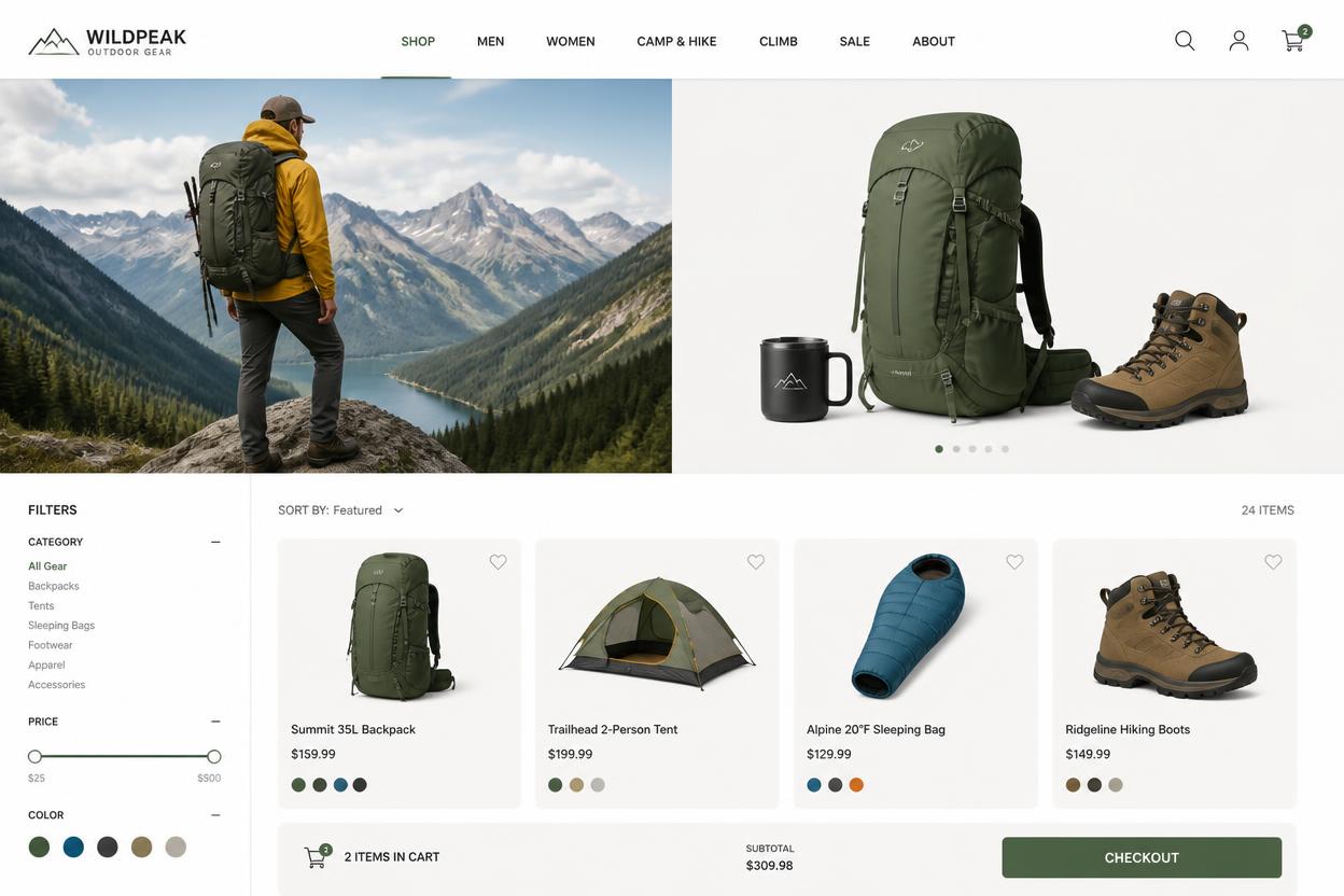 Wildpeak — Shopify store we designed and built