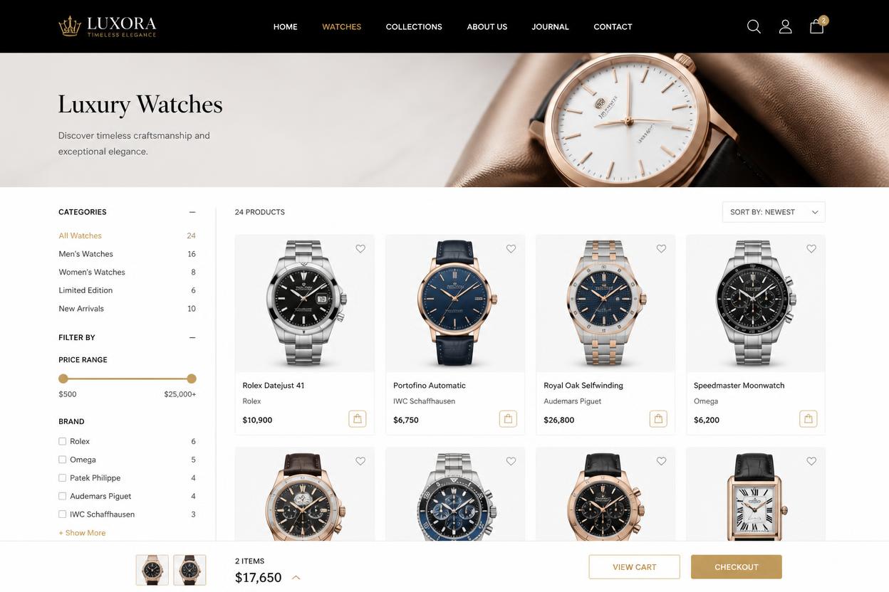 Luxora — Shopify store we designed and built
